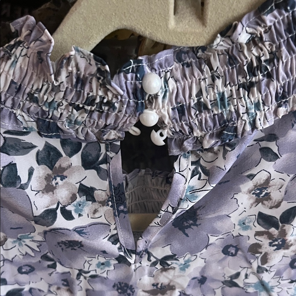 Allegra K Lavender Floral Long Sleeve Dress - Picture 3 of 4